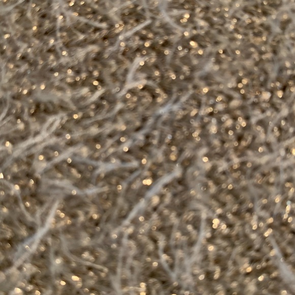 Anthropologie Akemi + Kin Eyelash Poncho Cream and Gold Metallic Turtleneck O/S - Picture 11 of 11